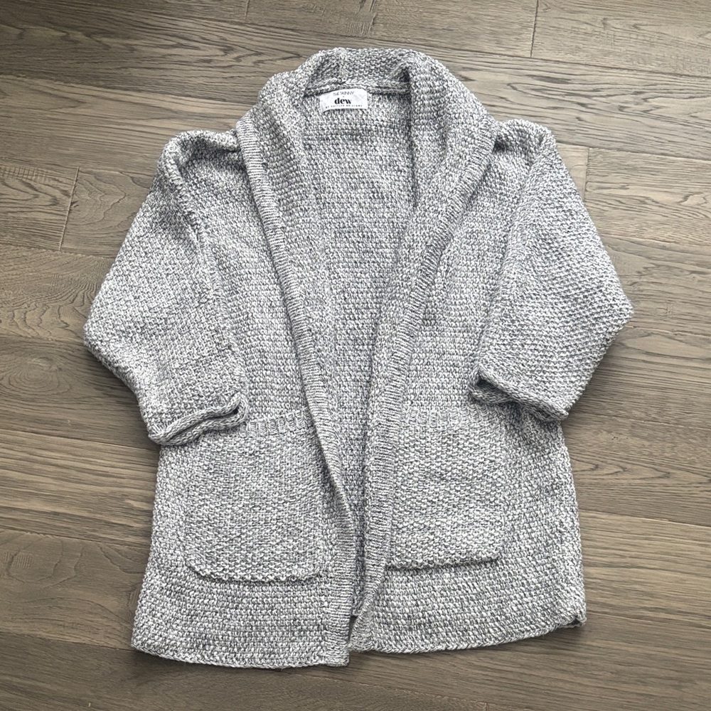 The Skinny X Dew | Open-Front Shawl Collar Cardigan Sweater in Heather Grey O/S